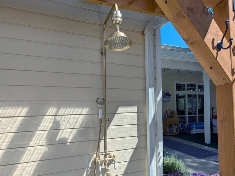 A residential outdoor shower installation.